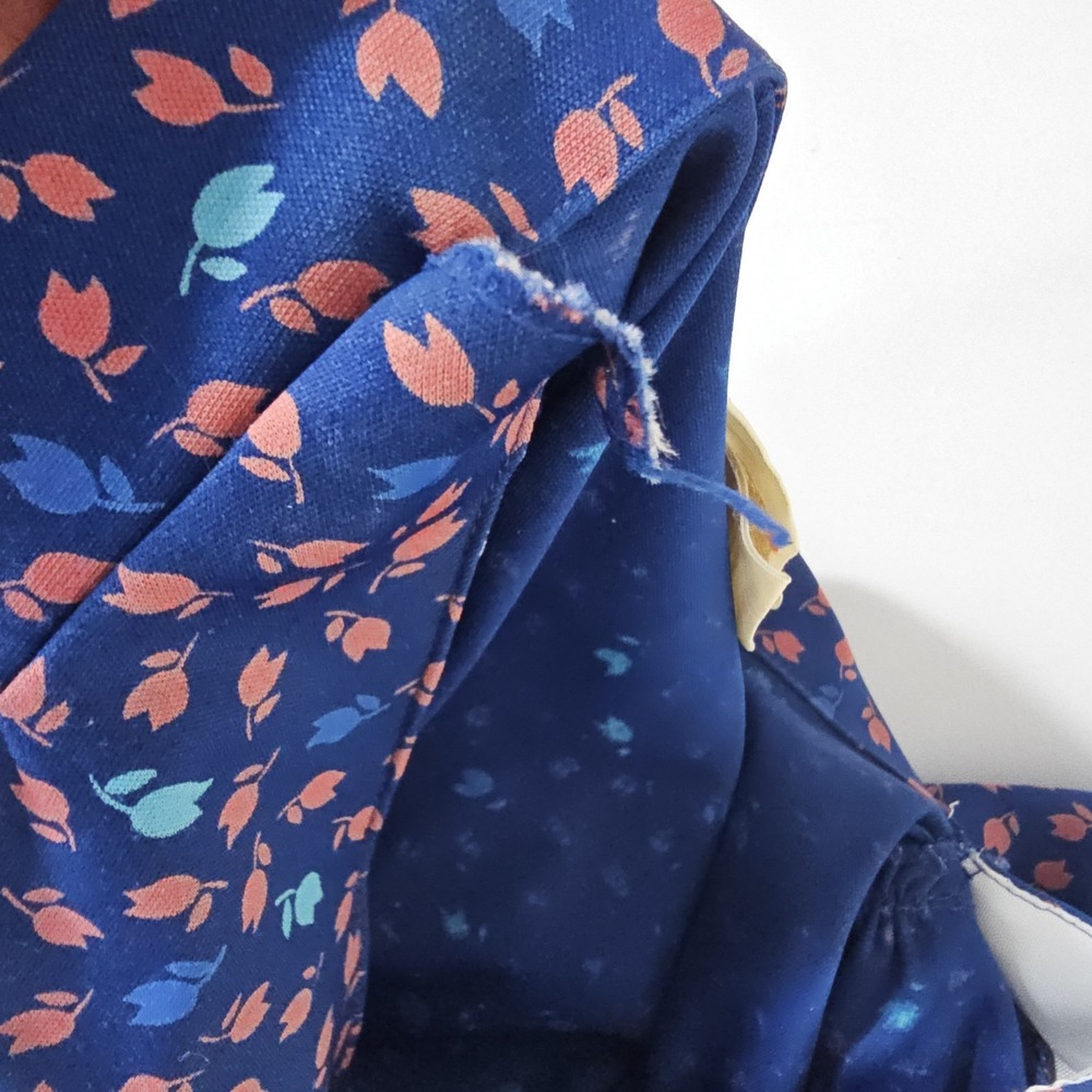Vintage Sears Blue Tulip Perma Prest Button Shirt Size L, 29 70s All Over Print - Picture 13 of 14